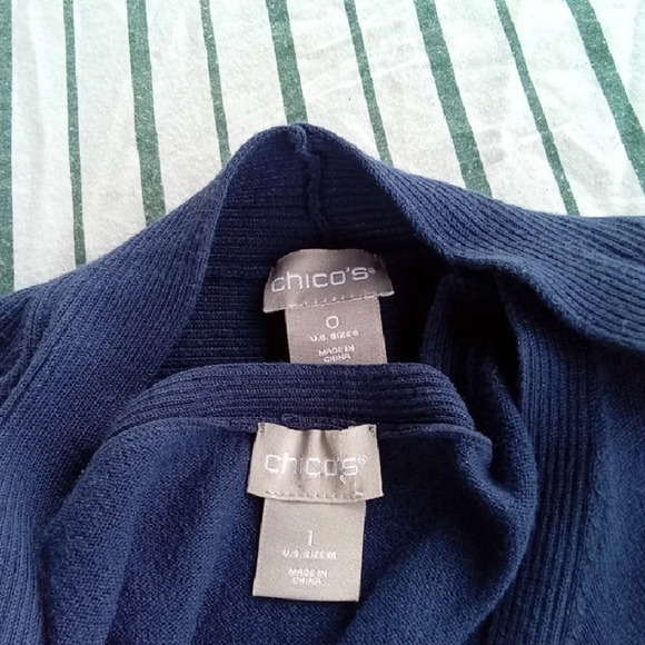 Chico's Blue Open-Front Cardigan with Long Sleeves - Picture 2 of 5
